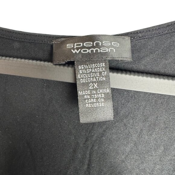 Spense Woman Black Flutter Sleeve 2X Size Dress With Lace Detail Classic Staple - Picture 3 of 5